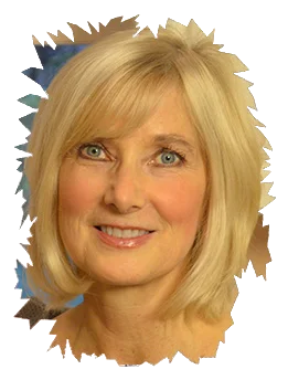 Portrait of author Candia Lea Cole with blonde hair and a smiling expression on a white background.